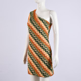 SC Slash Shoulder Sleeveless Knits Mini Dress GFRT-041674DBG