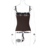 SC Fashion Patchwork Solid Color Sling Tops GLAG-T5A20381F