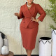 SC Plus Size Solid Color Long Sleeve Midi Dress GCZF-8645