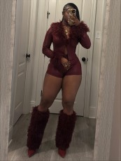 SC Fleece Snake-Print Long-Sleeve Top and Shorts Set MEM-88676