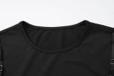 SC Short T-Shirt Patchwork Faux Two-Piece Top GLAG-T5920298G