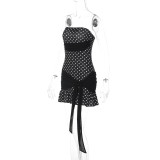 SC Polka Dot Print Wrap Chest Mini Dress GLAG-D5920273F