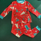 SC Christmas Tree Print Long Sleeve Matching Family Pajama Set GSGS-0584