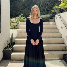 SC Long Sleeve Backless Cross Tie Up Maxi Dress GLAG-D5820125H