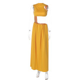 SC Solid Color Hollow Out Patchwork Maxi Dress GLAG-D5920119F