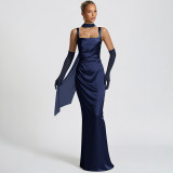 SC Solid Color Square Neck Ribbon Maxi Dress GLAG-D5920130G