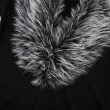 SC Fur V Neck Long Sleeve Skinny Romper GDSF-D25RP503