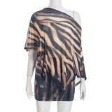 SC Print Slash Shoulder Tops Mini Skirts 2 Piece Set GDSF-D25ST507