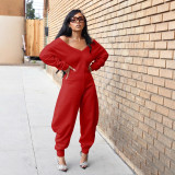 SC V Neck Long Sleeve Sport Jumpsuit GXHF-80807