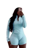 SC Solid Color Zipper Skinny Two Piece Shorts Set GYJY-XY0111