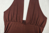 SC V Neck Tie Up Sport Solid Color Jumpsut GJYO-JP006275