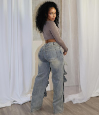 SC Removable Button Straight Jeans GXHF-M81208