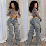 SC Removable Button Straight Jeans GXHF-M81208