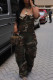 SC Camouflage Print Single-breasted Jumpsuit GXHF-X0506145