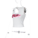 SC Letter Print Sleeveless Tank Tops GLAG-T5A20439G