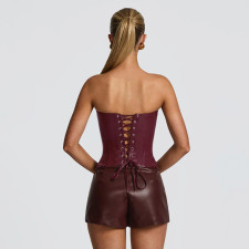 SC PU Leather Wrap Chest Banage Tops GDSF-D25TP501