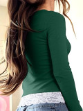 SC Fashion Lace Splice Long Sleeve Tops GYOU-CX1031