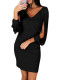 SC Elegant V-neck Fringed Long Sleeve Party Dress GYOU-CX1108