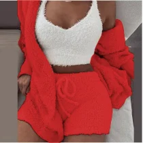 SC Plus Size Plush Homewear Casual 3-Piece Pajama Set GXHF-YM303