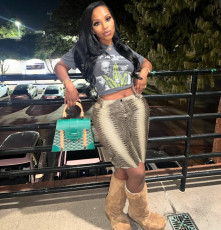 SC Printed Python Pattern Seven-Tenths Pants GXHF-M80803