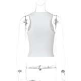SC Letter Print Sleeveless Tank Tops GLAG-T5A20439G