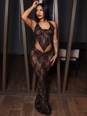 SC Halterneck Tie Up Lace Backless Long Skirt Two Piece Set GXHF-X80318