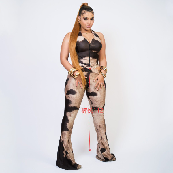 SC Print Halterneck Tie Up Jumpsuit GXHF-M80915