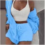 SC Plus Size Plush Homewear Casual 3-Piece Pajama Set GXHF-YM303