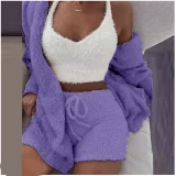 SC Plus Size Plush Homewear Casual 3-Piece Pajama Set GXHF-YM303