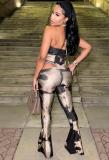 SC Print Halterneck Tie Up Jumpsuit GXHF-M80915