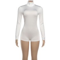 SC Solid Color Long Sleeve High Collar Romper GZJQ-K25Q84138