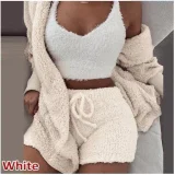 SC Plus Size Plush Homewear Casual 3-Piece Pajama Set GXHF-YM303