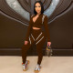 SC Contrast Color Patchwork Long Sleeve Sport 2 Piece Pants Set YF-9808