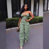 SC Camouflage Print Single-breasted Jumpsuit GXHF-X0506145