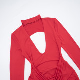 SC Deep V Neck Long Sleeve Bodycon Dress GSZM-J25DS424