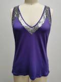 SC Plus Size Solid Color Sequin Sleeveless Vest Top GYOU-CX2422