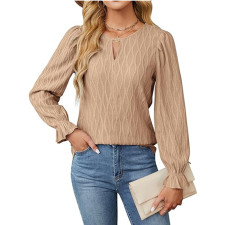 SC Solid Color Round Neck Flare Sleeves Tops  GYOU-CX805