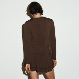 SC Deep V Neck Long Sleeve Mini Dress GSZM-D25DS484
