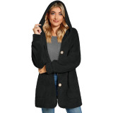 SC Plush Hooded Button Pocket Casual Coats GYOU-CX826