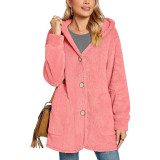 SC Plush Hooded Button Pocket Casual Coats GYOU-CX826