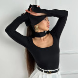SC Solid Color Square Neck Tops GSZM-D25TP489