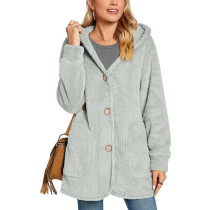 SC Plush Hooded Button Pocket Casual Coats GYOU-CX826
