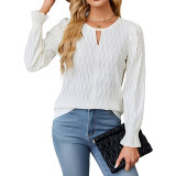 SC Solid Color Round Neck Flare Sleeves Tops  GYOU-CX805