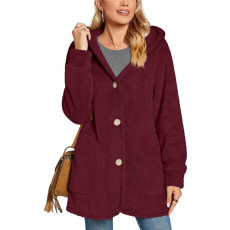 SC Plush Hooded Button Pocket Casual Coats GYOU-CX826