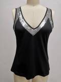 SC Plus Size Solid Color Sequin Sleeveless Vest Top GYOU-CX2422