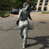 SC Letter Print Hooded Long Sleeve Pants Set GSLF-K25S83409