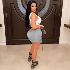 SC Solid Color Multi-pockets Mini Skirt GXHF-M80303