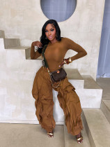 SC Solid Color Long Sleeve Tops Loose Pants 2 Piece Set SFY-814
