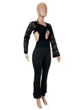 SC Lace Long Sleeve Off Shoulder Backless Jumpsuit SHD-9584