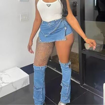 SC Sexy Tight Solid Color Button Denim Culottes GXHF-M0425618